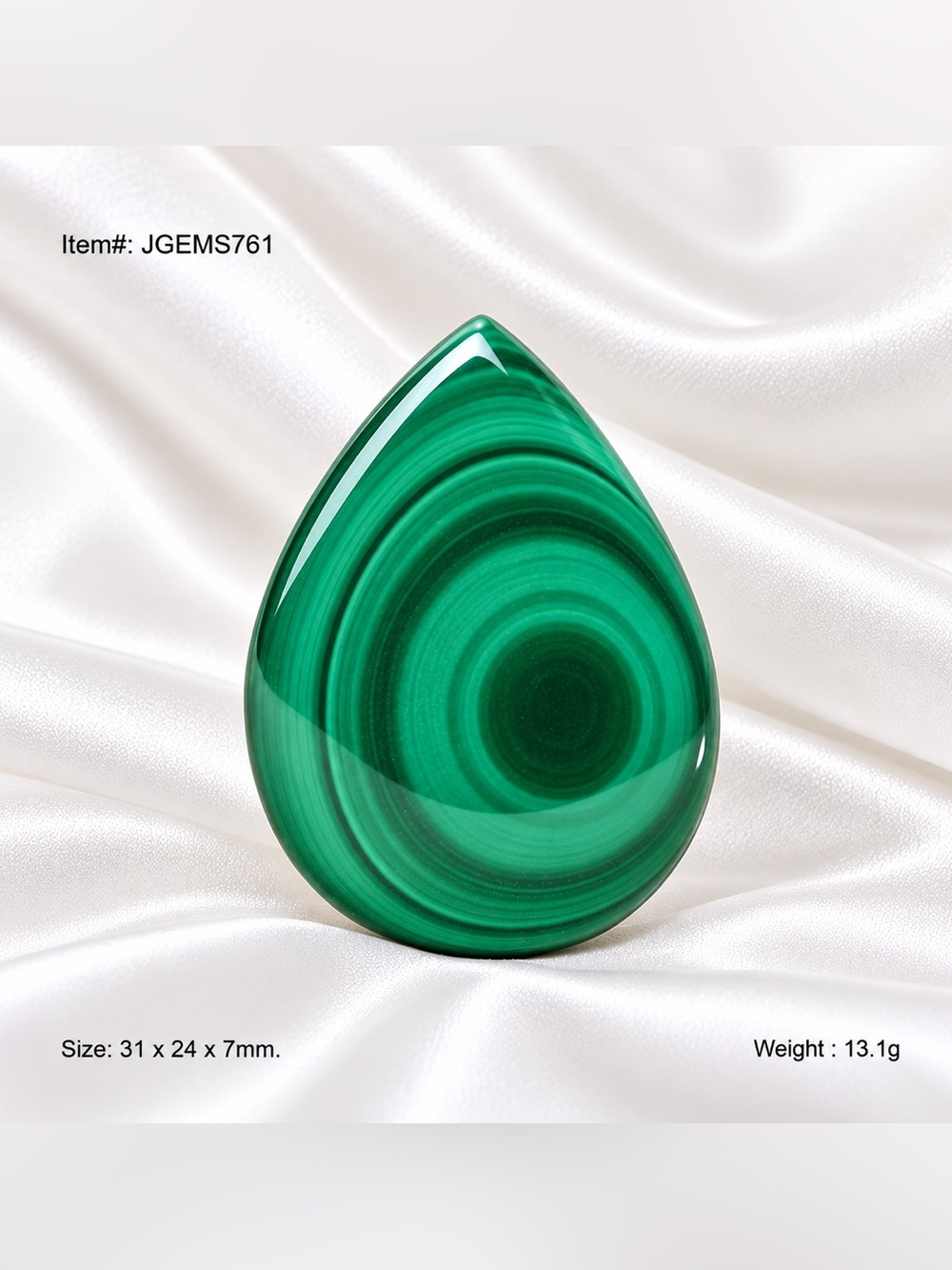 Natural High Distinctive Bullseye Malachite Teardrop Cabochon 65.5ct Gemstones